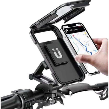 Adjustable 360° Rotating Waterproof and Shockproof Phone Mount for Bicycles and Motorcycles with Retractable Touchscreen Holder
